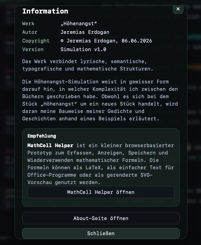 Infografik zur Höhenangst Simulation - ein gestalterisches Beispiel meiner Lyrik.